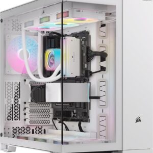 Corsair iCUE LINK 6500X RGB Mid-Tower ATX Dual Chamber PC Case Panoramic Tempered Glass - Reverse Connection Motherboard Compatible 3x RX120 Fans Included White