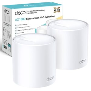 TP-Link Deco X20 AX1800 Whole Home Mesh Wi-Fi 6 System AI-Driven Up to 4000 sq ft Coverage 1 GHz Quad-Core CPU Compatible with Amazon Alexa HomeShield's kit Pack of 2 White