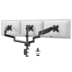 VonHaus Triple Monitor Stand for 13-27" Screens Three Screen Mount with Clamp & Gas Spring Arms Height Adjustable Easy Assemble Full Tilt Rotation Swivel VESA: 75x75 100x100mm