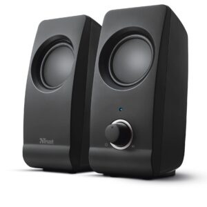Trust Remo 20 PC Speakers 16W (8W RMS) USB Powered Jack 35mm Stereo Speaker Set with Volume Control Compact Sound System for Computer and Laptop - Black