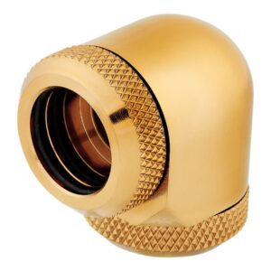 Corsair Hydro X Series XF Hardline 90 Degree 14mm OD Fittings Twin Pack (Solid Brass Durability Quality Finish Double O-Ring Compression Design Easy 12mm Diameter Tubing Fitting) Gold