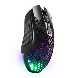 SteelSeries Aerox 9 Wireless - Holey RGB Gaming Mouse Ultra-lightweight Water Resistant Design 18 Buttons Bluetooth/24 GHz 18K DPI TrueMove Air Optical Sensor