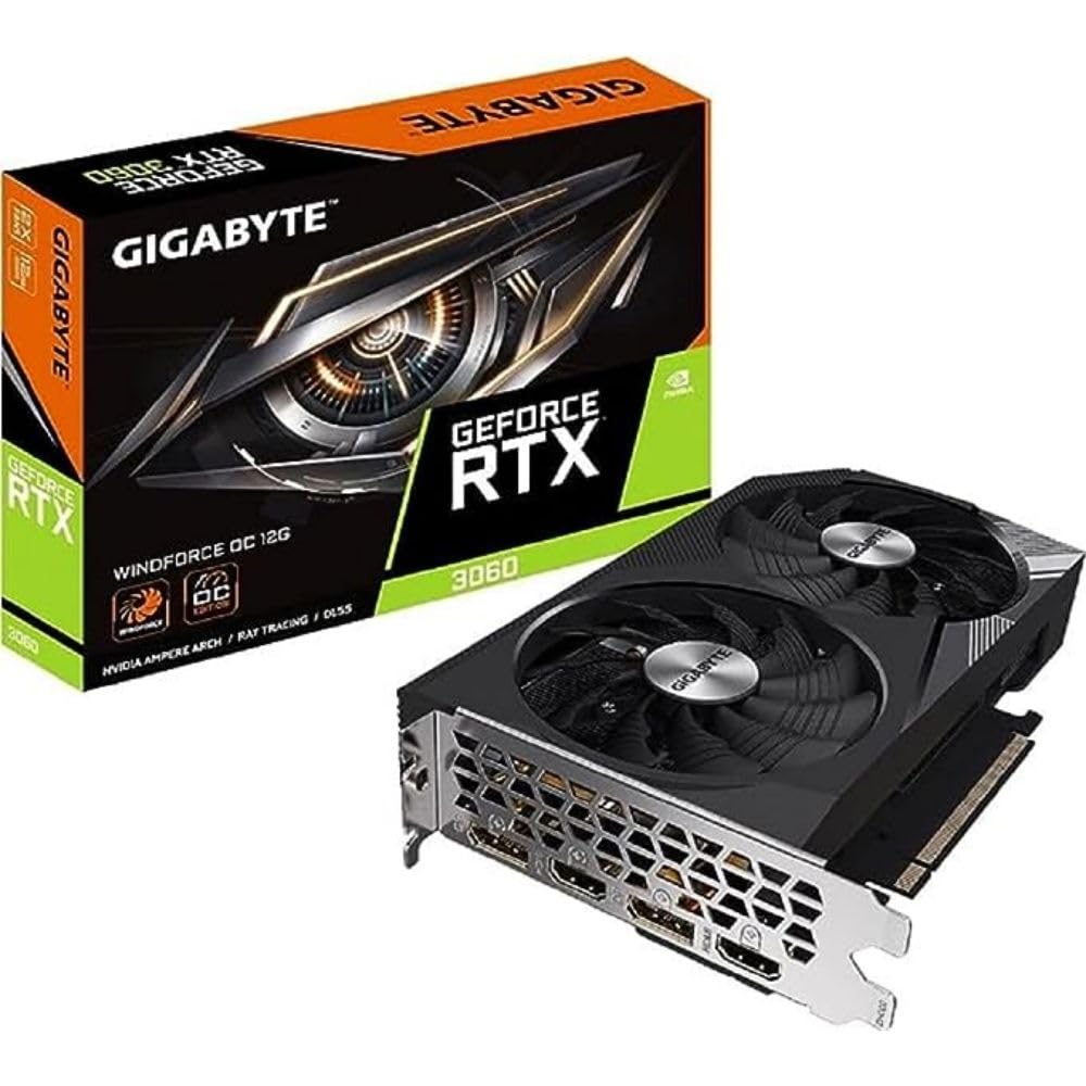 Gigabyte NVIDIA GeForce RTX 3060 WINDFORCE OC V2 Graphics Card - 12GB GDDR6 192-bit PCI-E 40 1792MHz Core Clock 2x DP 14 2 x HDMI 21 Ampere GV-N3060WF2OC-12GD