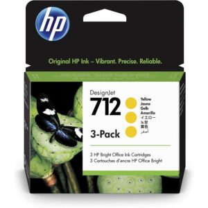 HP 712 3ED79A 3-pack Yellow 29-ml Genuine Ink Cartridge with Original for DesignJet T650 T630 T250 T230 & Studio Large Format Plotter Printers and 713 Printhead