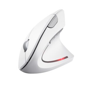Trust Verto Wireless Ergonomic Mouse Vertical with Storable USB Micro-receiver Reduces Arm Strain 800-1600 DPI 6 Buttons for Right Hand Users PC Laptop Mac Batteries Included - White