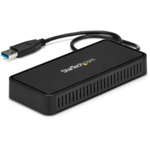 StarTechcom USB 30 Mini Dock - Dual Monitor USB-A Docking Station with DisplayPort 4K 60Hz Video & Gigabit Ethernet 1ft (30cm) cable Portable 31 Gen 1 Type-A Laptop Adapter (USBA2DPGB)