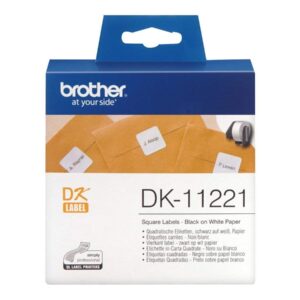 BROTHER DK-11221 Label Roll Square Labels Black on White 1000 23mm (W) x (L) Genuine Supplies