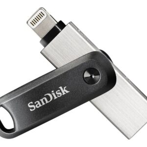 SanDisk iXpand Flash Drive Go 256GB for iPhone iPad PC and Mac USB with Lightning 30 connectors automatick backup keychain app Black