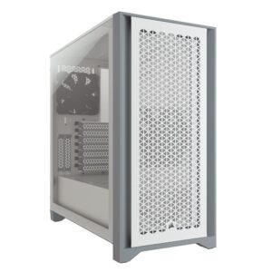 Corsair 4000D AIRFLOW Tempered Glass Mid-Tower ATX Case - High-Airflow Cable Management System Spacious Interior Two Included 120 mm Fans White