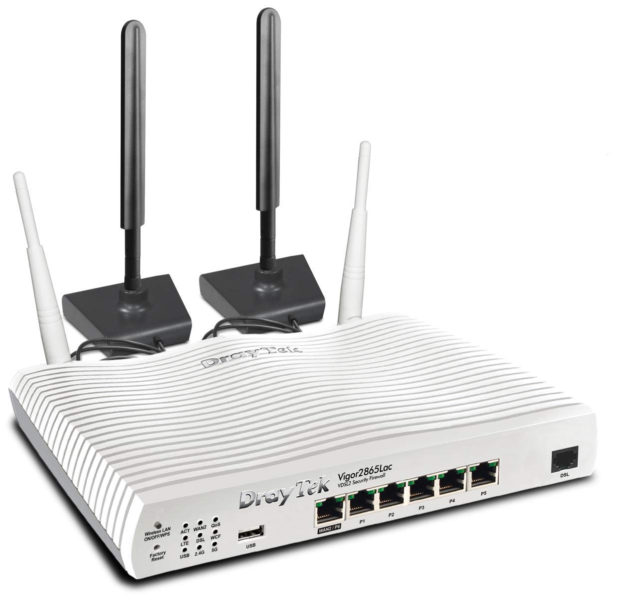DrayTek Vigor 2865Lac 4G Router VDSL/ADSL 5+1 GbE LAN Ports with VLANs VPN Dual Band Mesh Dual-SIM 4G+ LTE Modem Ethernet-based FTTP SMB