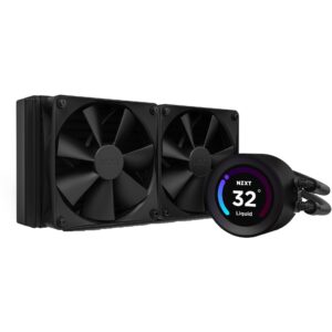 NZXT Kraken Elite 240 - RL-KN24E-B1 240mm AIO CPU Liquid Cooler Customizable 236" Wide-Angle LCD Display for GIFs Images Performance Metrics and More 2 x F120P Fans Black