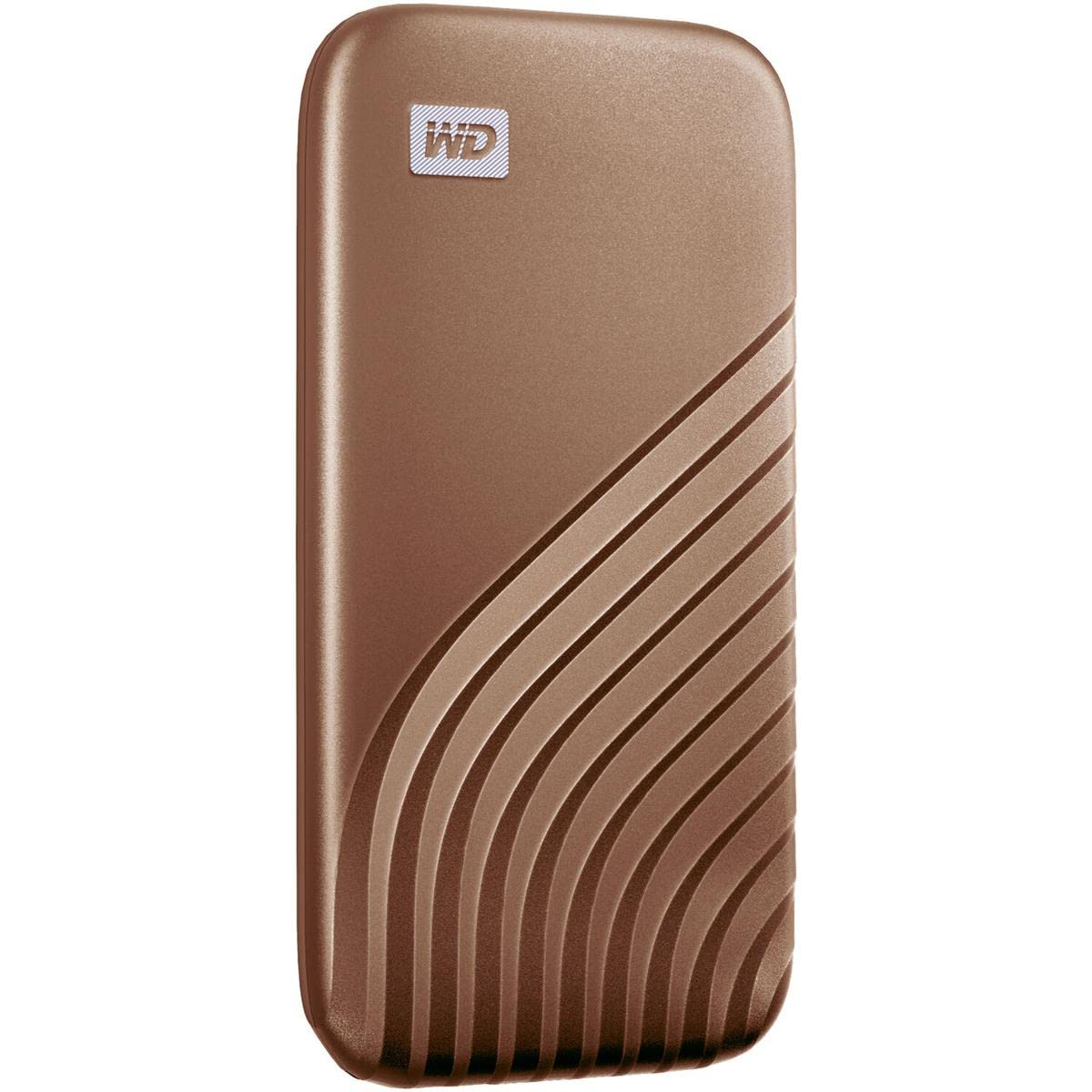 Western Digital 2TB My Passport Portable SSD External NVMe Solid State Drive USB-C up to 1050 MB/s Works with PC Xbox and Playstation 2-meters drop resistance Gold