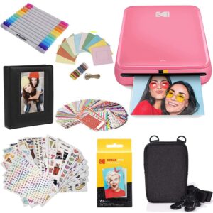 KODAK Step Instant Photo Printer With Bluetooth/NFC ZINK Technology & App for iOS Android (Pink) Gift Bundle