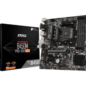 MSI B450M PRO-VDH MAX Motherboard 'mATX AM4 DDR4 LAN USB 32 Gen1 M2 VGA DVI-D HDMI AMD RYZEN 1st 2nd and 3rd Gen Ready'