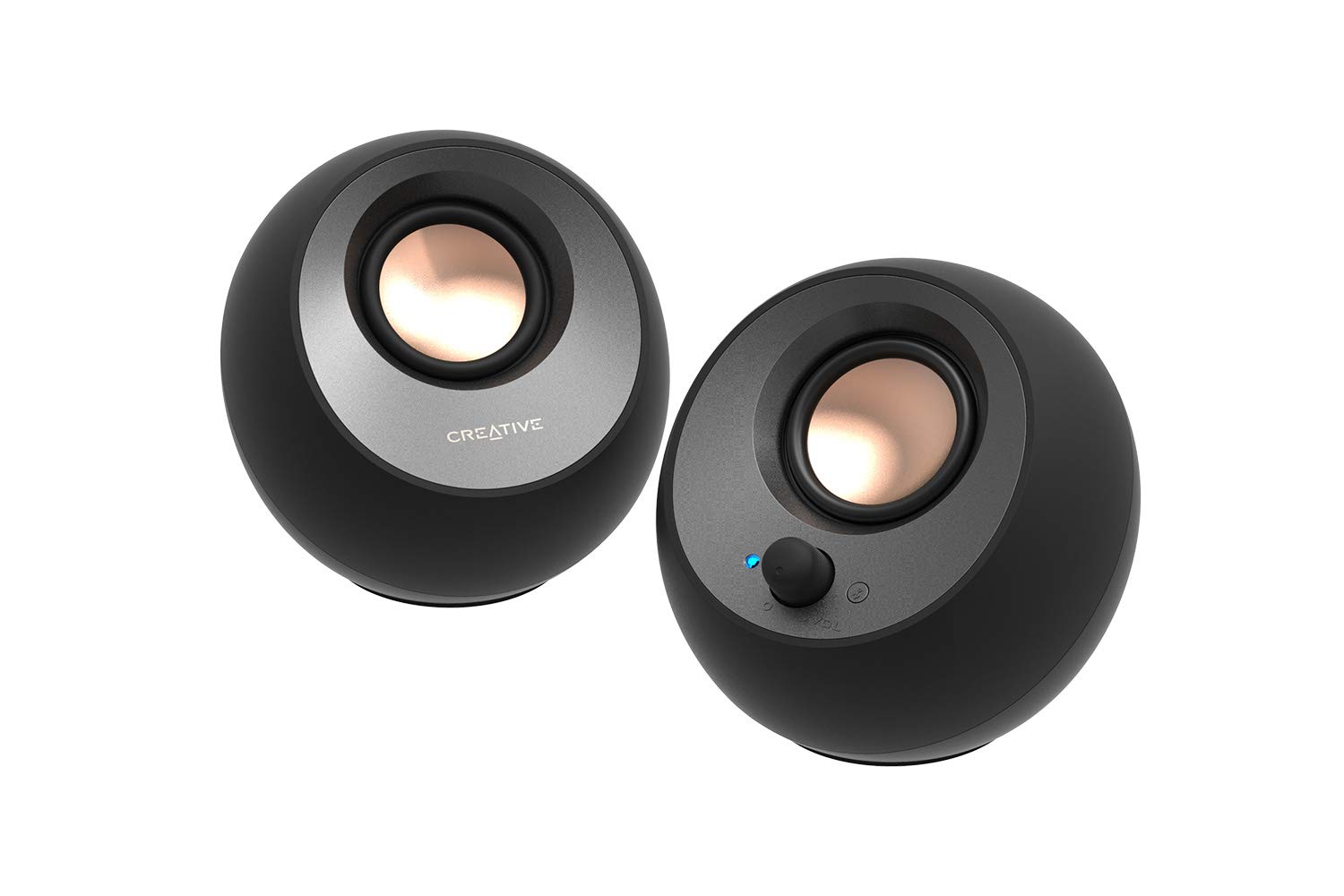 CREATIVE Pebble V3 Minimalistic 20 USB-C Desktop Speakers with USB Audio Clear Dialog Enhancement Bluetooth 50 8W RMS 16W Peak Power USB-A Converter Included (Black)
