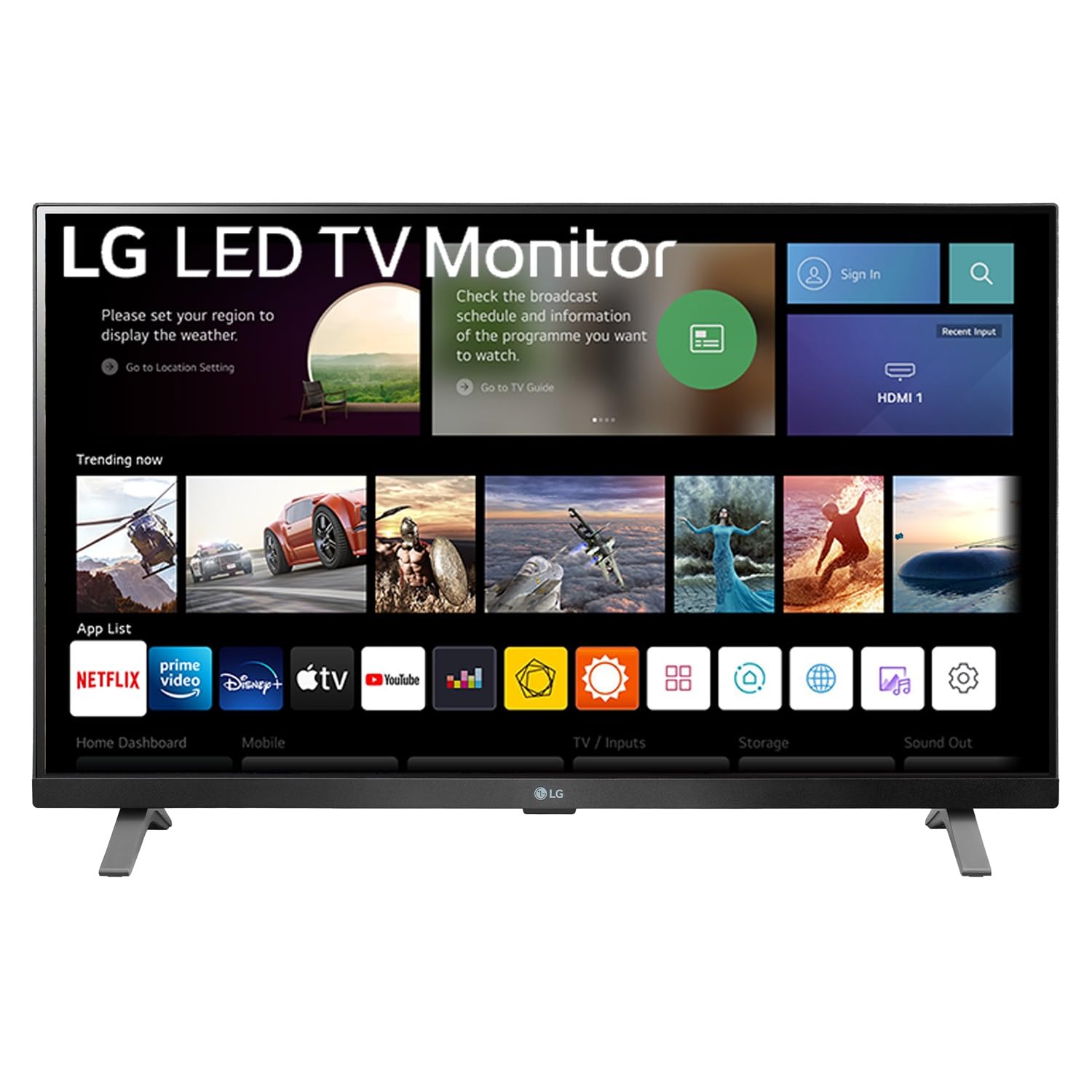 LG Electronics TV Monitor 27TQ625S 27 Inch Full HD 1080p IPS Panel Wifi & Bluetooth Connectivity Virtually Borderless webOS Smart Apps with Remote Control Black