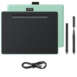 Wacom Intuos M Pistachio-green with Bluetooth Drawing Tablet Pen Stylus Battery-free & Pressure-sensitive Compatible Windows Mac Perfect for Graphics or Remote Working