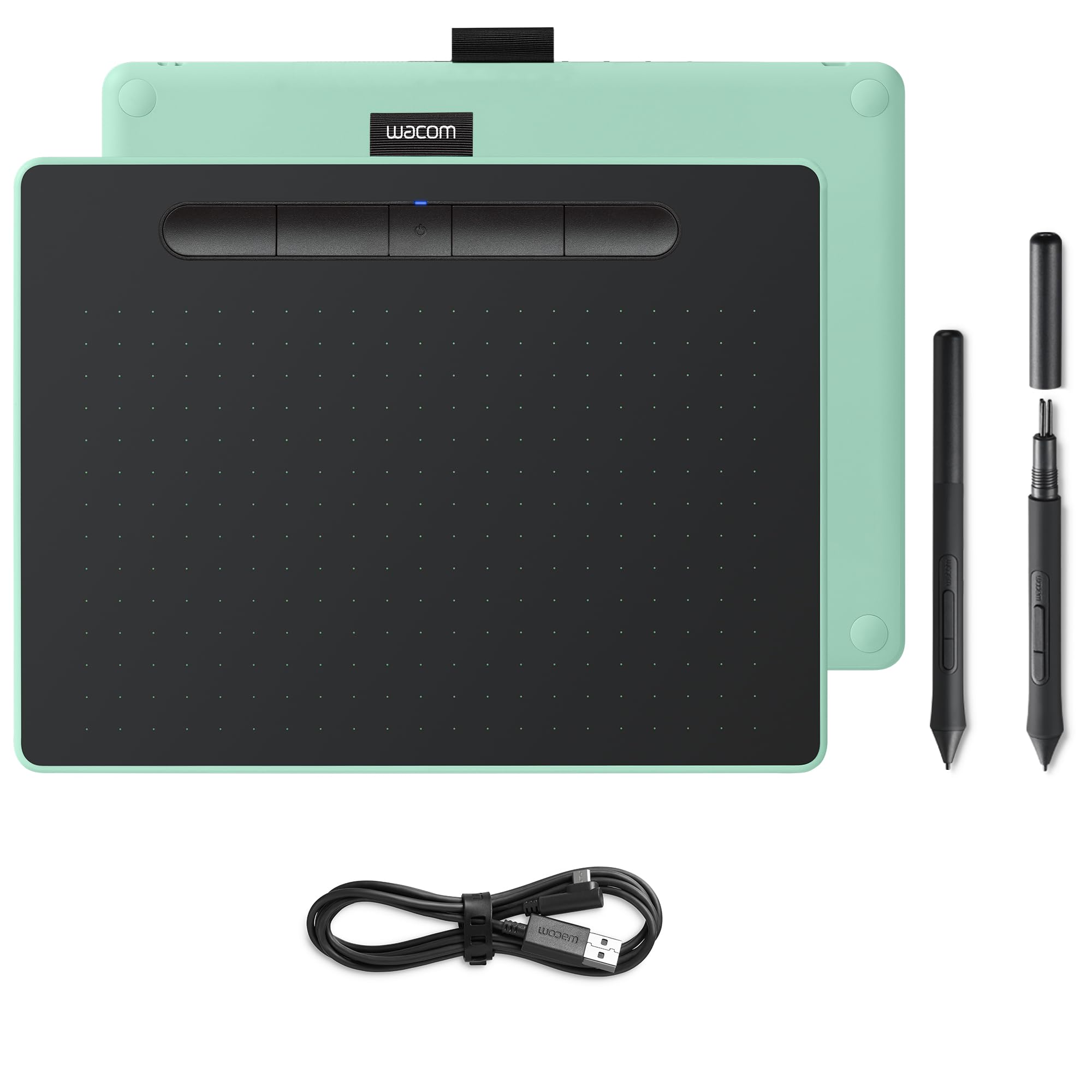 Wacom Intuos M Pistachio-green with Bluetooth Drawing Tablet Pen Stylus Battery-free & Pressure-sensitive Compatible Windows Mac Perfect for Graphics or Remote Working