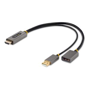 StarTechcom 1ft (30cm) HDMI to DisplayPort Adapter Cable Active 4K 60Hz 20 DP 12 Converter HDR USB Bus Powered Source Monitor for Laptops/PC (128-HDMI-DISPLAYPORT)