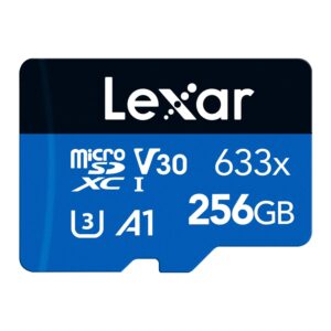 Lexar 633x 256GB Micro SD Card microSDXC UHS-I + Adapter microSD Memory up to 100MB/s Read A1 Class 10 U3 V30 TF for Smartphones/Tablets/IP Cameras (LMS0633256G-BNAAA)