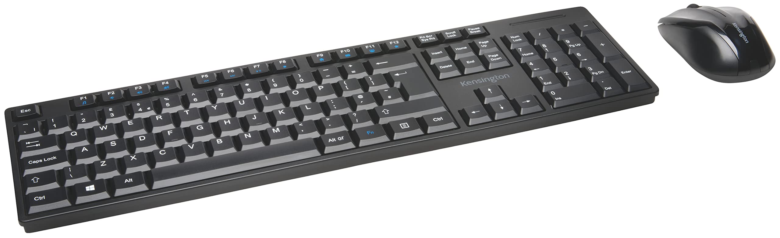 Kensington Pro Fit Low-Profile Wireless Keyboard and Mouse Set Desktop Multimedia Keys Ambidextrous Home Office QWERTY (K75230UK) Black