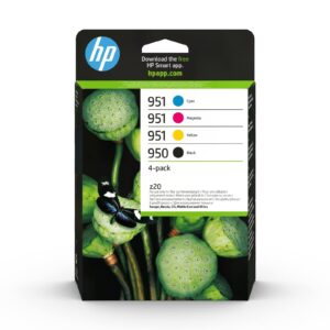 HP 950/951 Pack of 4 Original Black Cyan Magenta and Yellow Ink Cartridges (6ZC65AE)(Packaging May Vary)