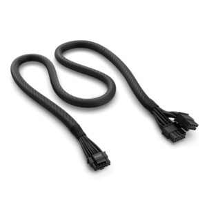 NZXT 12VHPWR Adapter Cable - BB-CG1BB 12+4-Pin (16-Pin) 12HVPWR to Dual 8-Pin PCIe compatible with NVIDIA 40 Series GPU and Existing ATX 2X PSUs (PA-xG1BB) Rated for 600 Watts Black