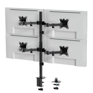 VonHaus Quad Monitor Stand for 13-32" Screens Four Screen Desk Mount Height Adjustable Easy Assemble with Full Tilt Rotation & Swivel Arms VESA: 75x75 100x100mm