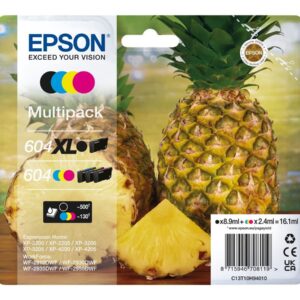 Epson 604XL Pineapple Genuine Multipack XL Black Standard Colours Ink Cartridges
