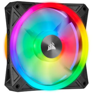 Corsair iCUE QL140 RGB 140 mm LED PWM Fans (68 Individually Addressable LEDs Speeds Up to 1250 RPM Low-Noise) Dual Pack with Lighting Node CORE Included - Black