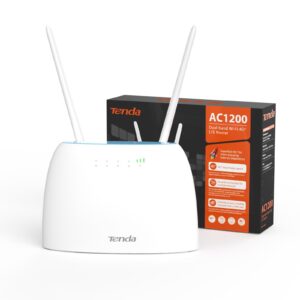 Tenda 4G09 Router AC1200 4G+Cat6 Mobile Wi-Fi Dual Band 4G/3G Network SIM Slot Unlocked No Configuration required Up to 64 Devices Connectivity 2 Gigabit Ports UK PlugWhite