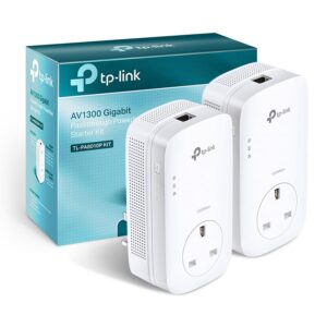 TP-Link 1-Port Gigabit Passthrough Powerline Starter Kit Data Transfer Speed Up to 1300 Mbps Ideal for HD Video Streaming and Online Gaming No Configuration Required UK Plug (TL-PA8010PKIT)