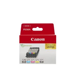 Canon PGI-570 BK CLI-571 C M Y PGBK Pack of 5 cartridges (Black Cyan Magenta Yellow Office Black Colour) Genuine (Recycled Cardboard Multipack)