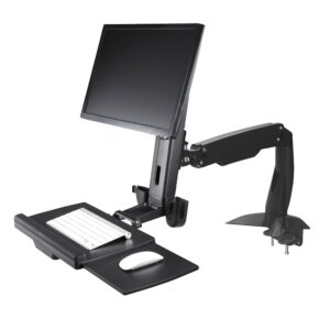StarTechcom Sit Stand Monitor Arm - Desk Mount Adjustable Sit-Stand Workstation for Single 34" VESA Display Ergonomic Articulating Standing Converter with Keyboard Tray (ARMSTSCP1)