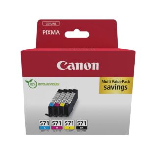 Canon CLI-571 C M Y BK Pack of 4 cartridges (Black Cyan Magenta Yellow) Genuine (Recycled Cardboard Multipack)