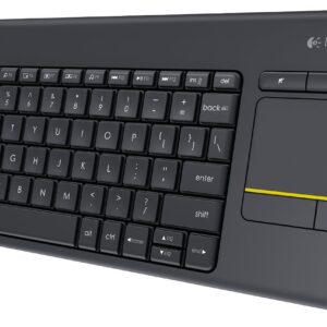 Logitech K400 Plus Wireless Touch TV Keyboard With Easy Media Control and Built-in Touchpad HTPC for PC-connected Windows Android Chrome OS Laptop QWERTY UK English Layout - Black