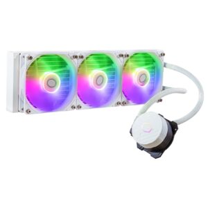 Cooler Master MasterLiquid 360L Core ARGB CPU Liquid - Dual Chamber Gen S Pump Superior Radiator and 120 mm Fans LGA 1700 AM5 Brackets 12 Volts (DC) White