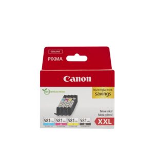 Canon CLI-581 XXL C M Y BK Pack of 4 cartridges Yield (Black Cyan Magenta Yellow XXL) Genuine (Recycled Cardboard Multipack)