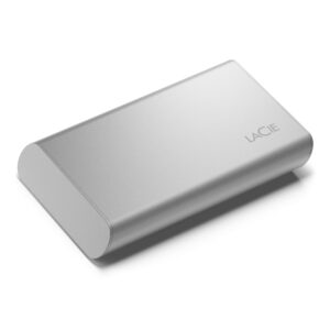 LaCie Portable SSD 1TB External USB-C Iphone 15 Pro compatible 2nd generation USB 32 speeds up to 1050MB/s Moon Silver for Mac PC and iPad 3 year Rescue Services (STKS1000400)