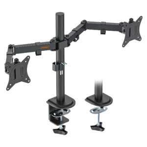 VonHaus Dual Monitor Stand for 13-32" Screens Twin Mount with Desk Clamp Height Adjustable Easy Assemble Full Tilt Rotation & Swivel Arms VESA: 75x75 100x100mm