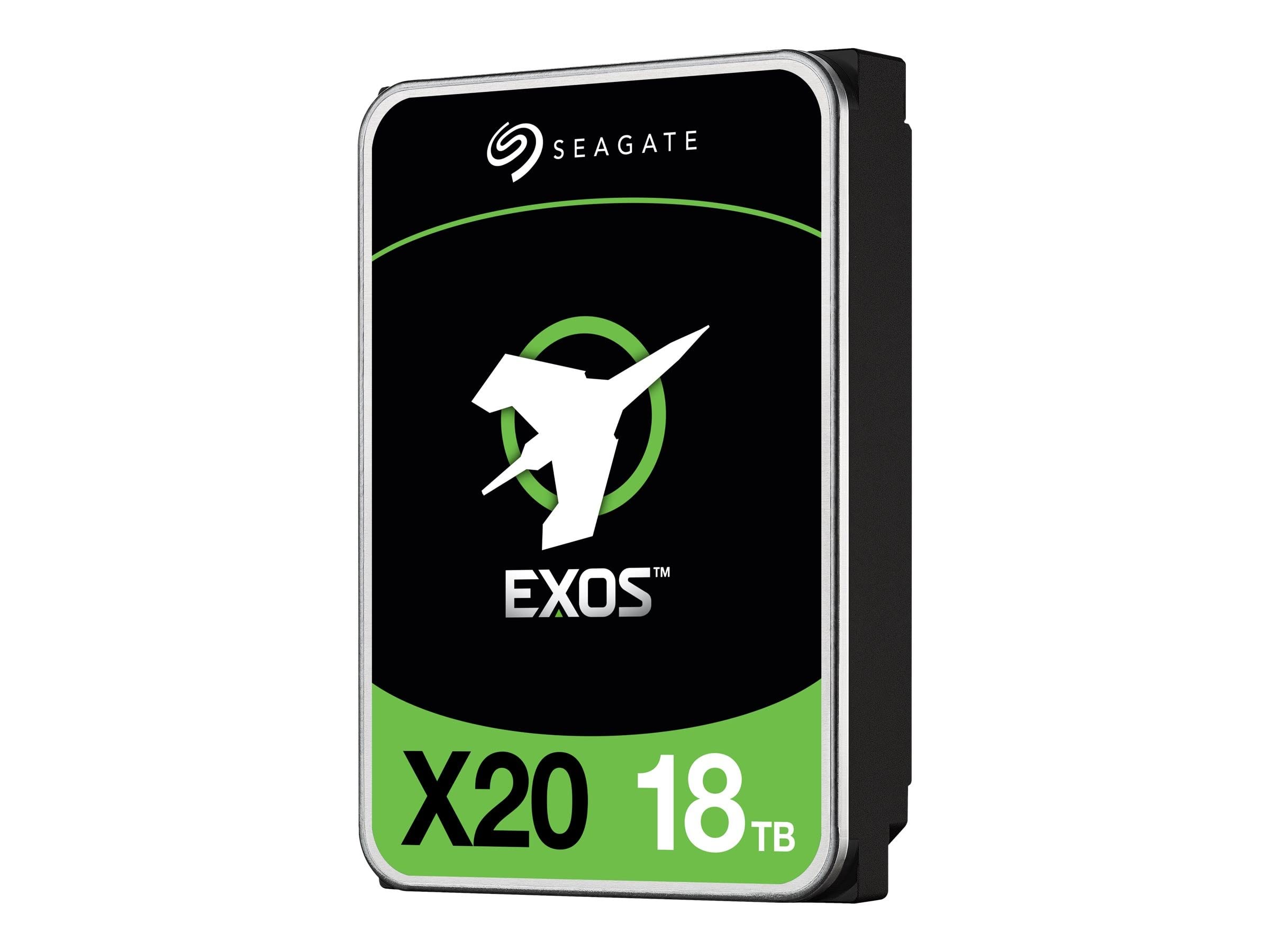 Seagate Exos X20 18TB Internal Hard Drive - 35 Inch Hyperscale SATA 6GB/s HDD 7200 RPM 25M MTBF 512e and 4Kn FastFormat Low Latency with Enhanced Caching (ST18000NM003D)