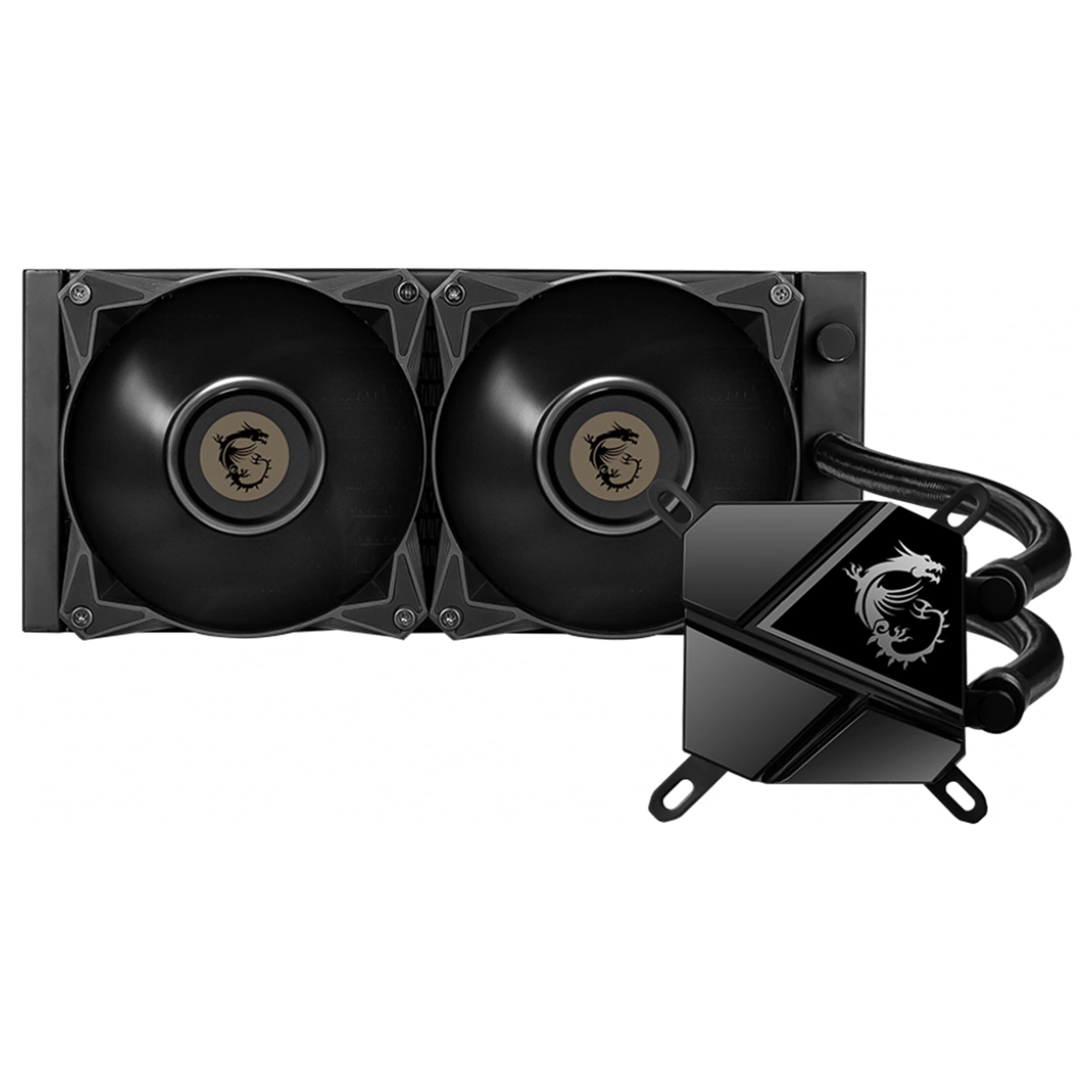MSI MAG CORELIQUID P240 AIO CPU Liquid Cooler - Discreet Piano Black Integrated Radiator Pump Split-Flow Water Cooling Evaporation-Proof Tubing Easy to Install AMD & Intel Compatible