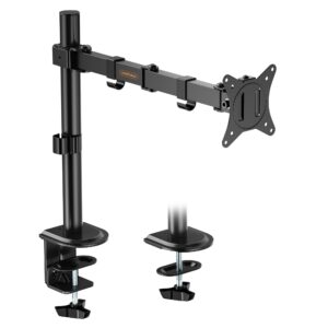 VonHaus Single Monitor Stand for 13-32" Screens Mount with Desk Clamp Height Adjustable Easy Assemble Full Tilt Rotation & Swivel Arm VESA: 75x75 100x100mm