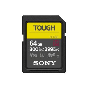 Sony 64GB SDXC Flash Memory Card - World toughest and fastest UHS-II SD TOUGH G Series ( V90 / Read 300MB/s Write 299MB/s) SF64TG