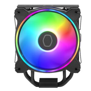 Cooler Master Hyper 212 Halo CPU Air - Jet Black Aluminium Finish 4 Continuous Direct Contact Heat Pipes with Fins MF120 Halo2 ARGB Fan Auto Detect LGA1700 & AM5 Brackets