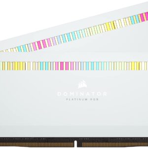 Corsair DOMINATOR PLATINUM RGB DDR5 RAM 32GB (2x16GB) 6200MHz CL36 Intel XMP iCUE Compatible Computer Memory - White (CMT32GX5M2X6200C36W)