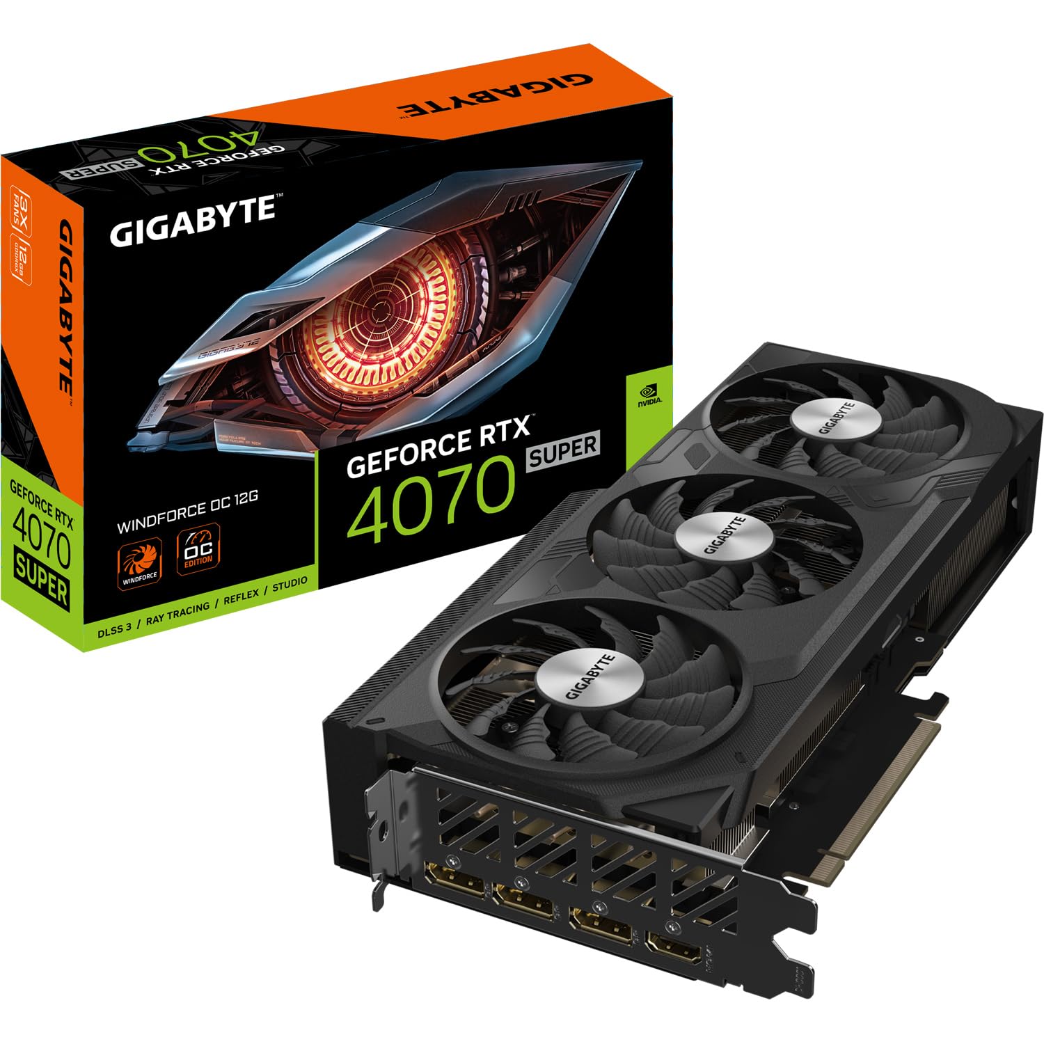 Gigabyte GeForce RTX 4070 SUPER WINDFORCE OC Graphics Card - 2505MHz Core 12GB GDDR6X 21000MHz 192-bit Memory PCI-E 40 3x DP 14 1x HDMI 21a NVIDIA DLSS 35 GV-N407SWF3OC-12GD