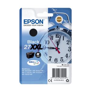 Epson 27XXL Black Alarm Clock Extra High Yield Genuine DuraBrite Ultra Ink Cartridge