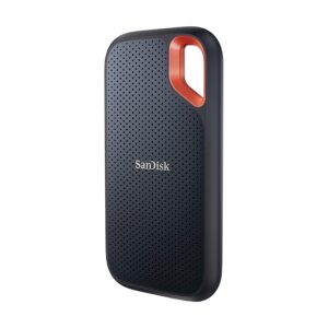 SanDisk 2TB Extreme Portable SSD external drive up to 1050 MB/s read 1000MB/s write USB-C solid state IP65 rated for dust and water resistance Black