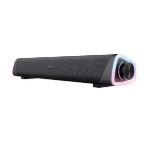 Trust Liro Soundbar PC Speaker 12W Compact Stereo Sound Bar with RGB LED Lights 35mm AUX Cable Connection USB Powered Speakers for Computer Laptop Desktop Tablet Smartphone TV Black